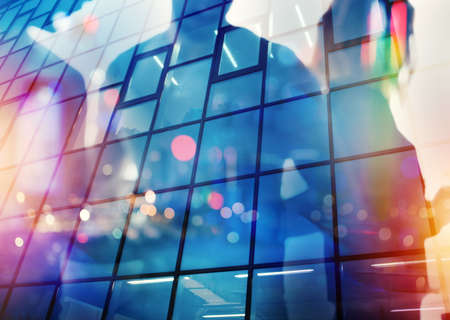 Background of business people that work during nightの写真素材