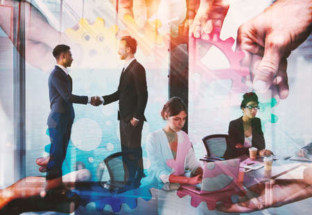 Business people that work together in office. Concept of teamwork and partnershipの写真素材