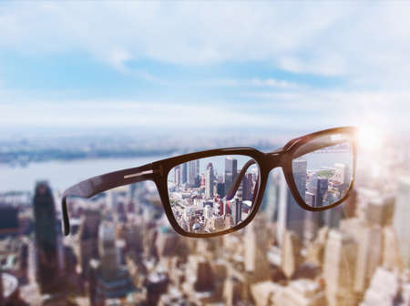 Glasses that adjust correctly eyesight from blurred to sharpの写真素材