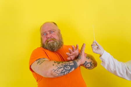 Afraid man is afraid to get testの写真素材