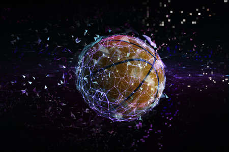 Internet live streaming of a basket matchの写真素材