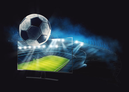 Watch a live sports event on your television in high definitionの写真素材