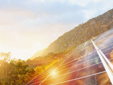 Renewable energy system with solar panel on the roof