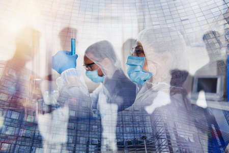 Medical study of vaccine against covid-19 virus infectionの写真素材