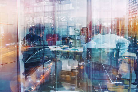 Group of business people work together in officeの写真素材