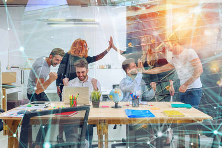 Business people are happy for the company trend and the success of the startupの写真素材