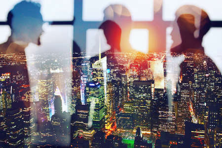 Background of business people that work during night