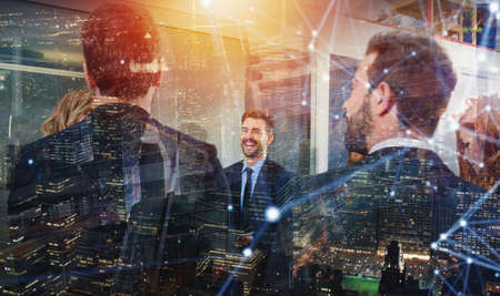 Background of business people that work during nightの写真素材