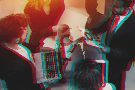 Group of business people have a meeting about company statsの写真素材