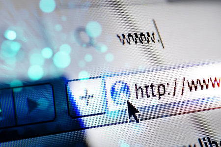 Browser of computer ready to read a website that start with wwwの写真素材