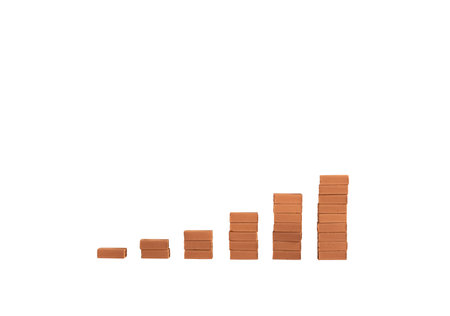 Statistics built with bricks. concept of success, statistic and profit