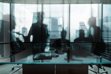 Background of business people that work during night. Generative AIの素材