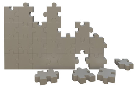 3d rendering of a wall made of puzzlesの写真素材