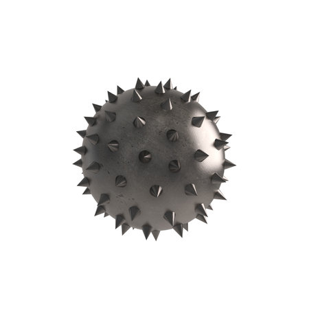 Iron ball with spikes. Concept of danger and obstacle. 3d renderingの写真素材