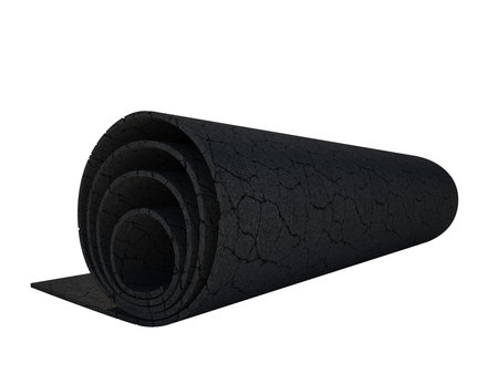 Isolated 3d rendering of a road rolled upの写真素材