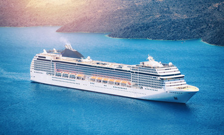 Big luxury cruise ship ready for summertime deep seaの写真素材