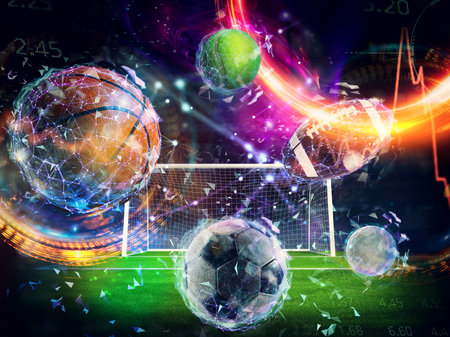 Online football bet and analytics and statistics for soccer, tennis, golf and basketball gameの写真素材