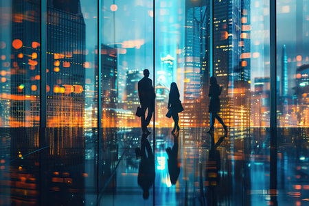 Blurred background of business people in a office. Generative AIの素材