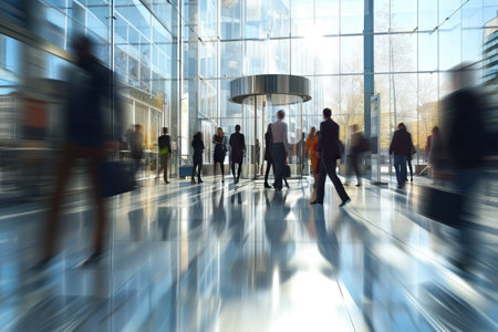 Blurred background of business people in a office. Generative AIの素材