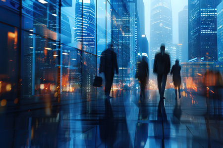 Blurred background of business people in a office. Generative AIの素材
