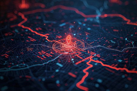 Navigator that show the gps position in map. Generative AIの素材