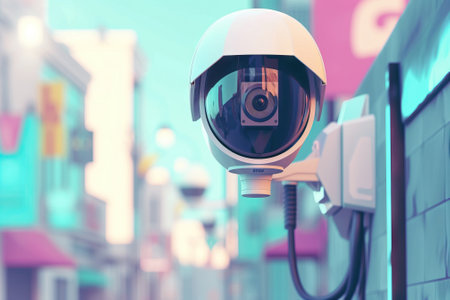 Modern ip camera with infrared technology as security concept. Generative AIの素材