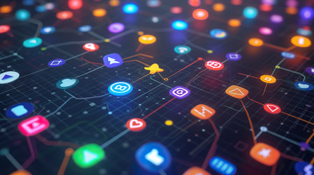 Concept of internet social network app. Generative AIの素材