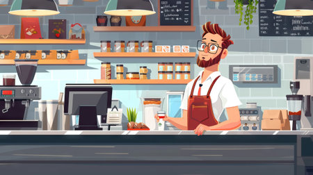 Counter of cafeteria ready for an espresso. Generative AIの素材