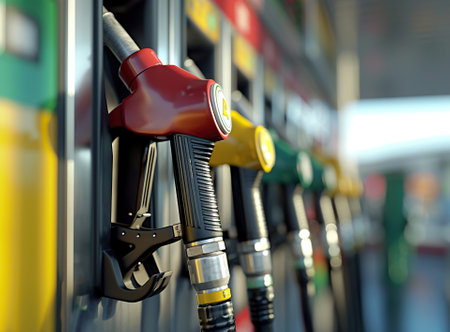 Fuel pump in gas station. Generative AIの素材