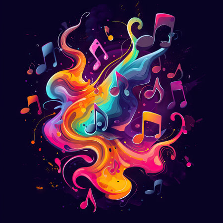 Background of vibrant music splash. Generative AIの素材