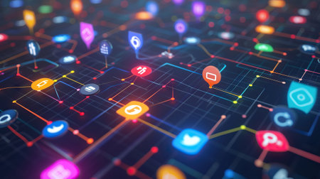 Concept of internet social network app. Generative AIの素材