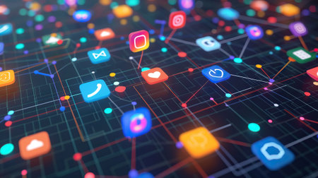Concept of internet social network app. Generative AIの素材