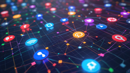 Concept of internet social network app. Generative AIの素材