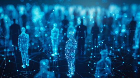 Digital network of glowing virtual business people: a conceptual representationの素材