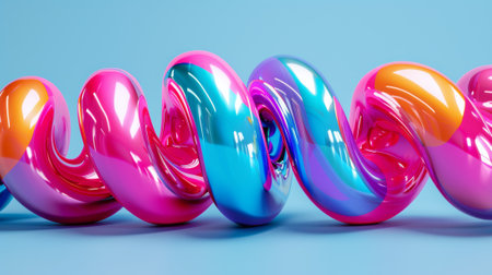 Vibrant 3d rendered text effect with glossy finish on a vivid blue backdropの素材