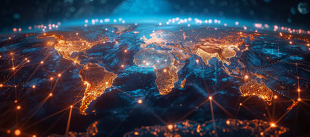 Planet earth showing global network of connections and data flowingの素材