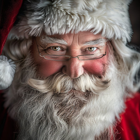 Authentic santa claus wearing glasses is smilingの素材