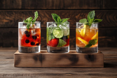 Bartender preparing delicious summer cocktails with fresh ingredientsの素材
