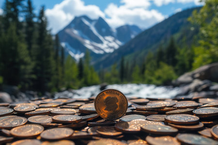 Million dollar cents with colorado background representing savings and investmentの素材