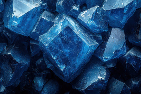 Vibrant blue crystals forming intricate geometric patternsの素材