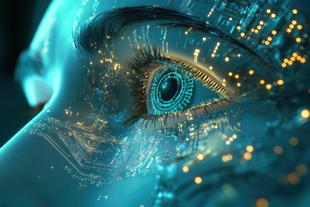 Futuristic bionic eye showing advanced technology and artificial intelligenceの素材