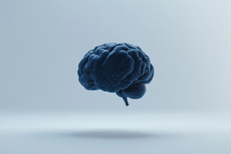 Modern 3d rendering of a dark brain modelの素材