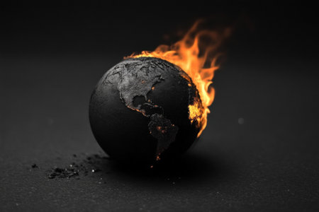 Planet earth half burning in dramatic contrastの素材
