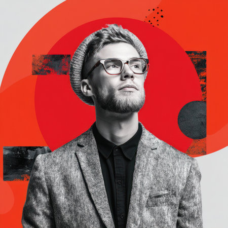 Creative entrepreneur looking up with hope and confidenceの素材