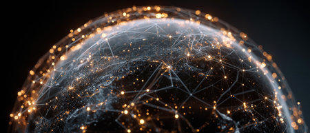 Digital globe representation showcasing interconnected AI networks and global data flow in modern technology landscapeの素材