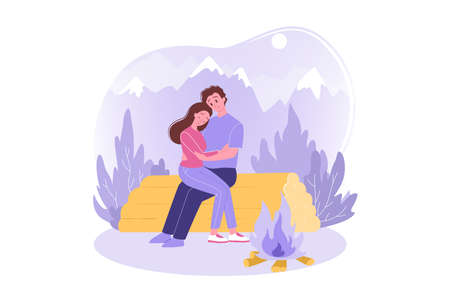 Travelling, hiking, tourism, nature, camping concept.のイラスト素材