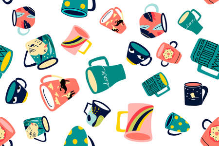 Cups doodle print set