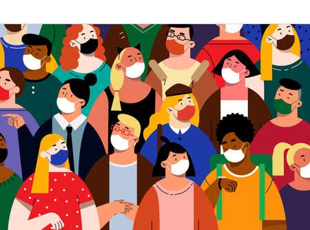 People in white face masks conceptのイラスト素材