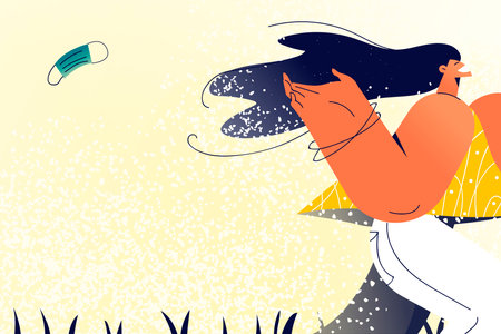 Curing and recovering from COVID-19 disease conceptのイラスト素材