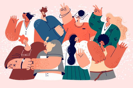Business team, office workers, multicultural group conceptのイラスト素材